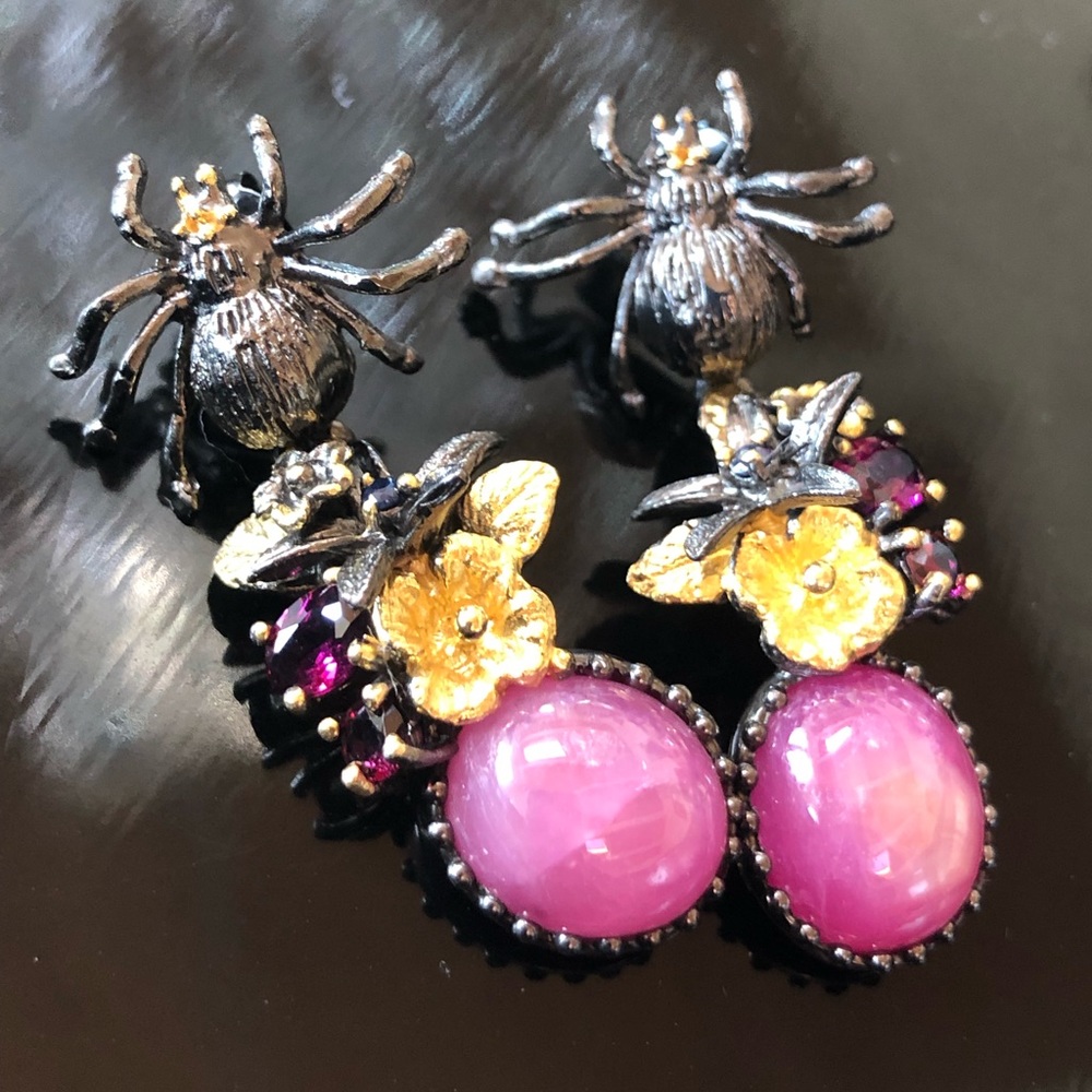 Unique Genuine Star Ruby Earrings - image 1